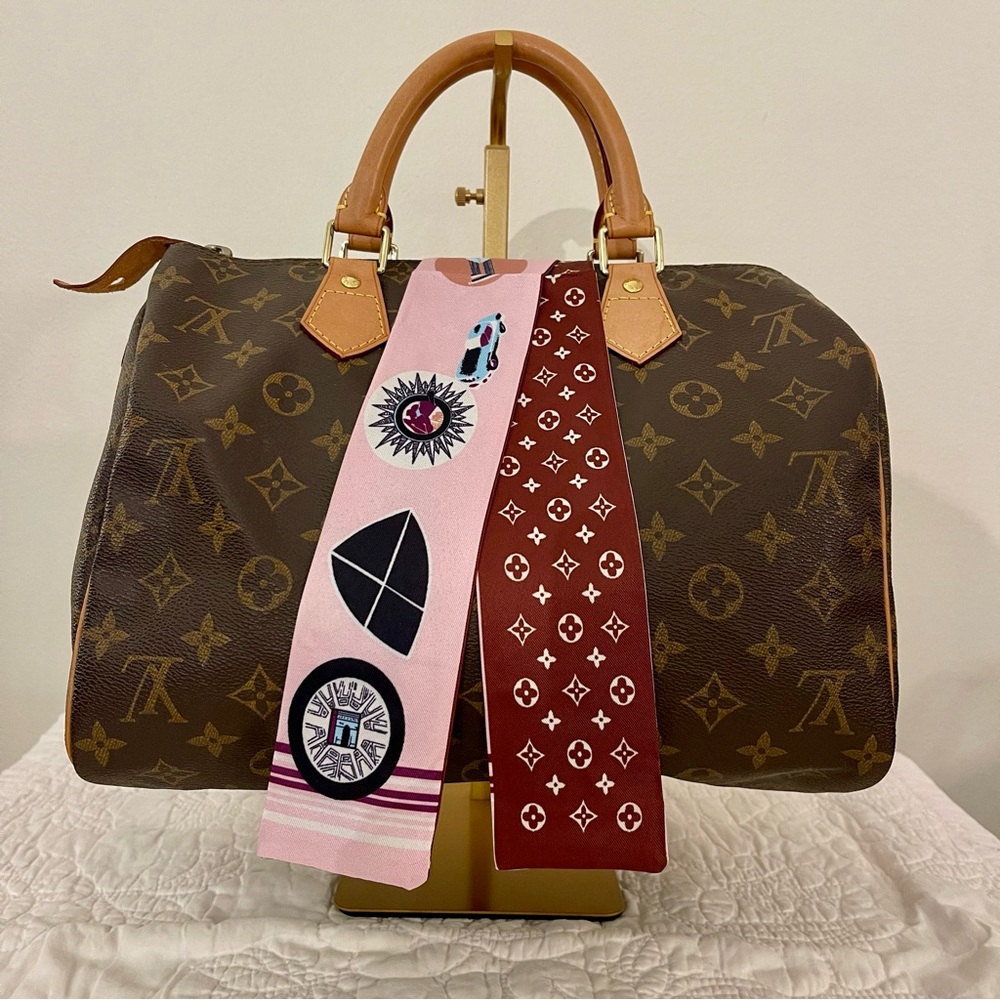 Elegant Designer Pink and Brown Twilly Scarf
